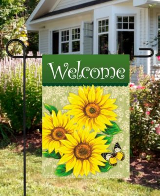 Welcome Sunflowers and Butterfly Spring Outdoor Garden Flag 18" x 12.5"