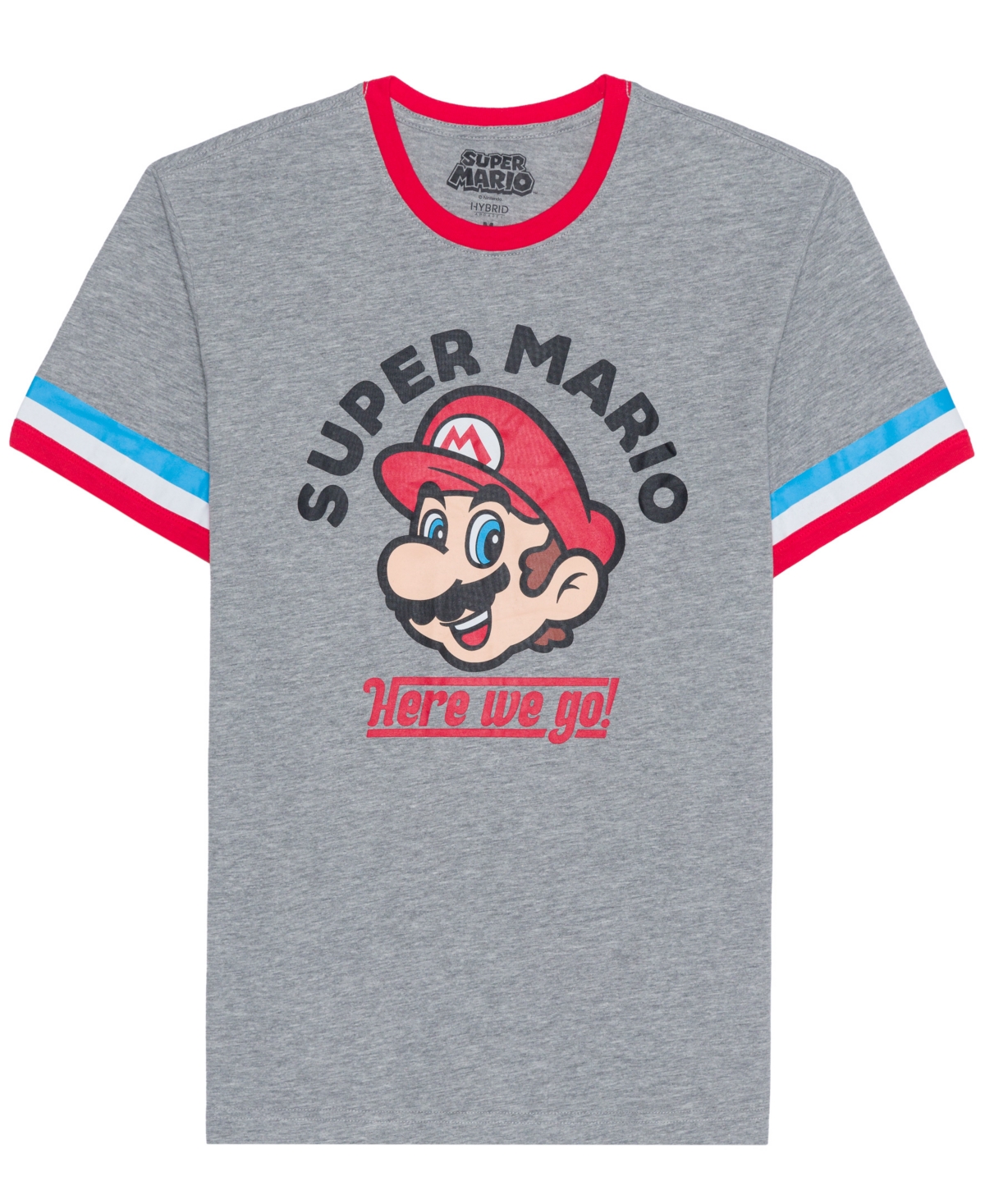 Shop Hybrid Men's Super Mario Short Sleeve Ringer T-shirt In Gray