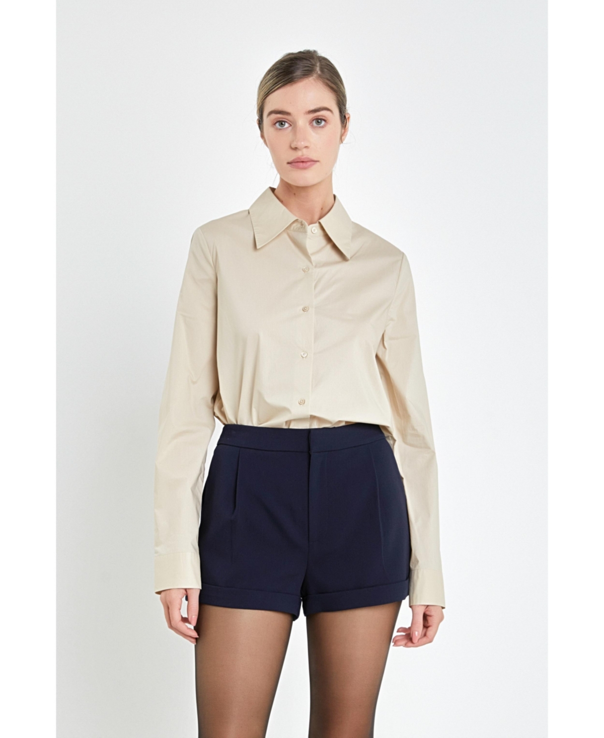 Women's Accent Collar Poplin Dress Shirt