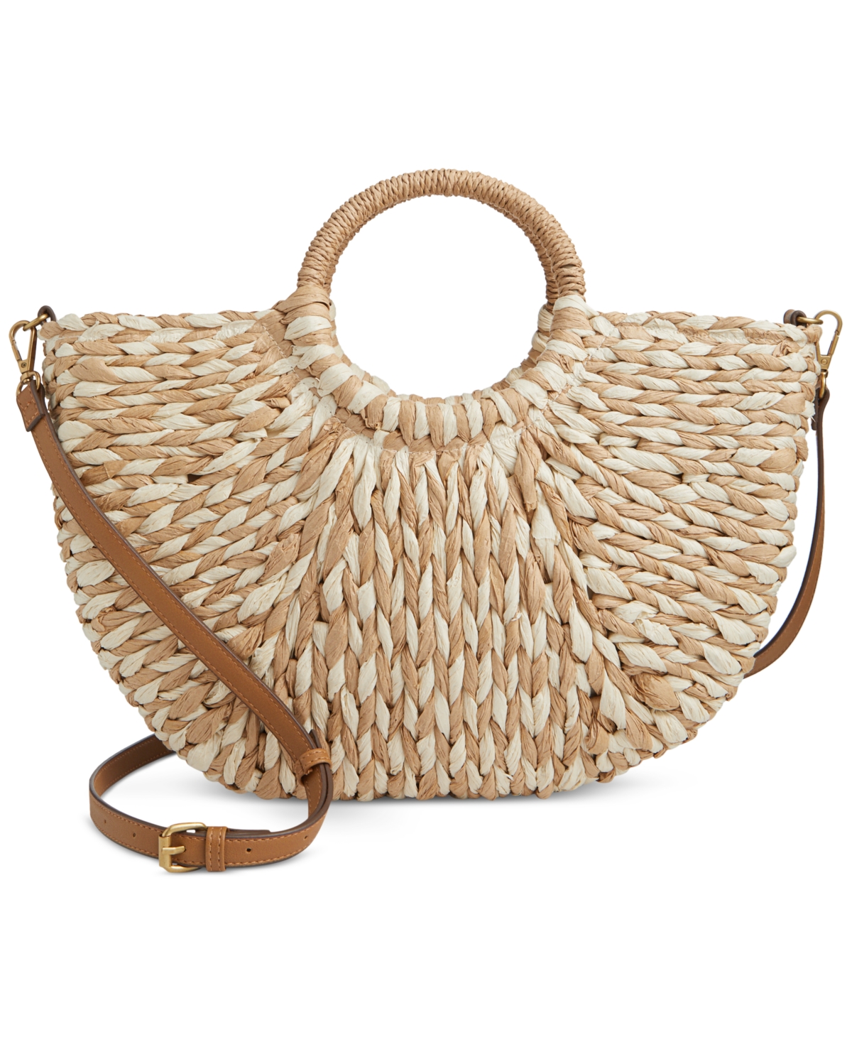 Straw Tote Crossbody, Exclusively at Macy's - Two Tone