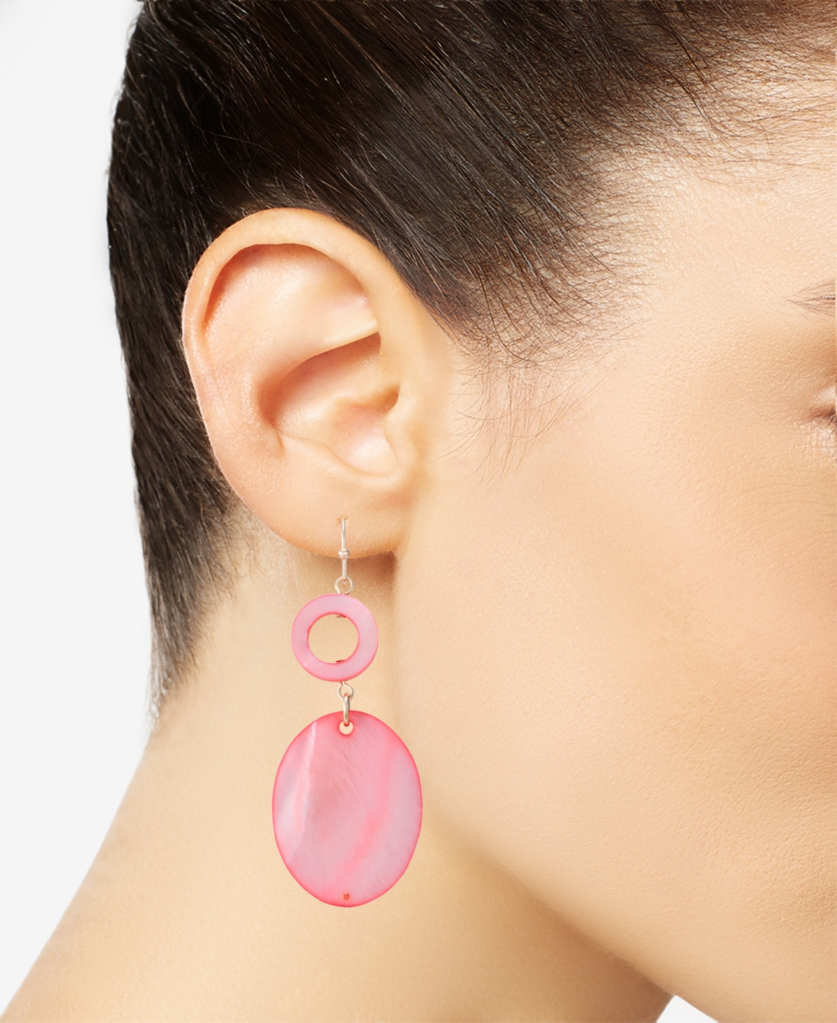 Shop Style & Co Gold-tone Rivershell Statement Earrings, Created For Macy's In Coral
