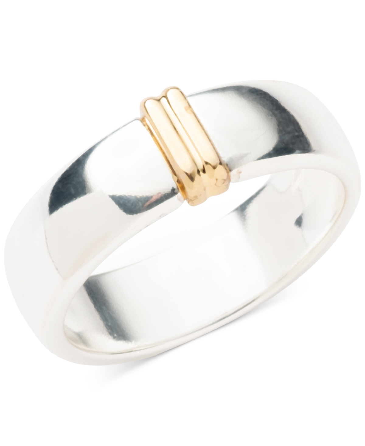 Shop Ralph Lauren Lauren  Two-tone Sterling Silver Band Ring In Gold,silve