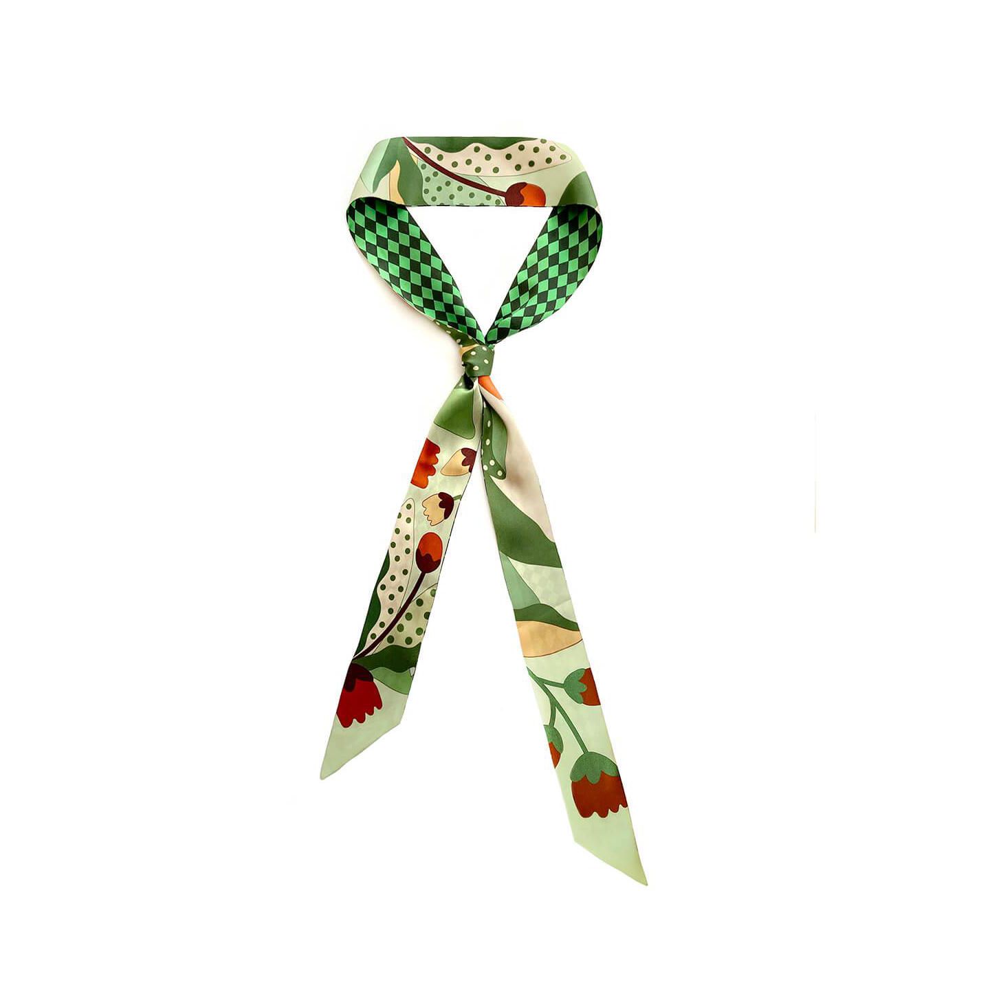Jessie Zhao New York Silk Skinny Scarf of Green Wonderland, цвет: Красный — фото 1