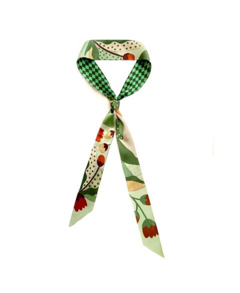 Jessie Zhao New York Silk Skinny Scarf of Green Wonderland, цвет: Красный