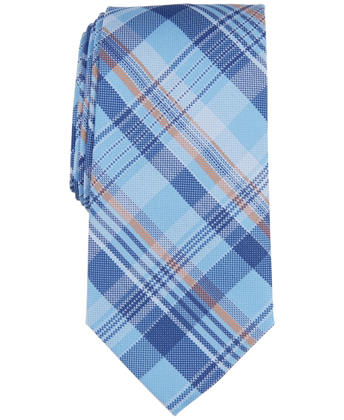 Men's Morgan Plaid Tie, Created for Macy's - Light Blue