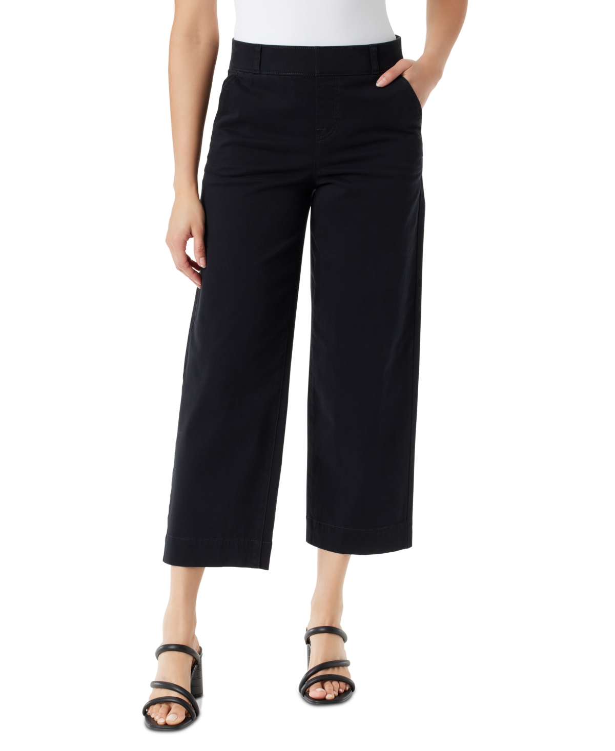 Gloria Vanderbilt Petite Amanda Shape Effect Wide-leg Crop Jeans In Black