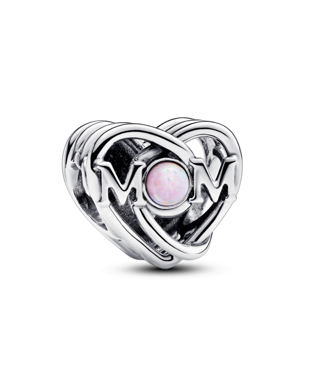 Openwork M0M Heart Charm - Silver