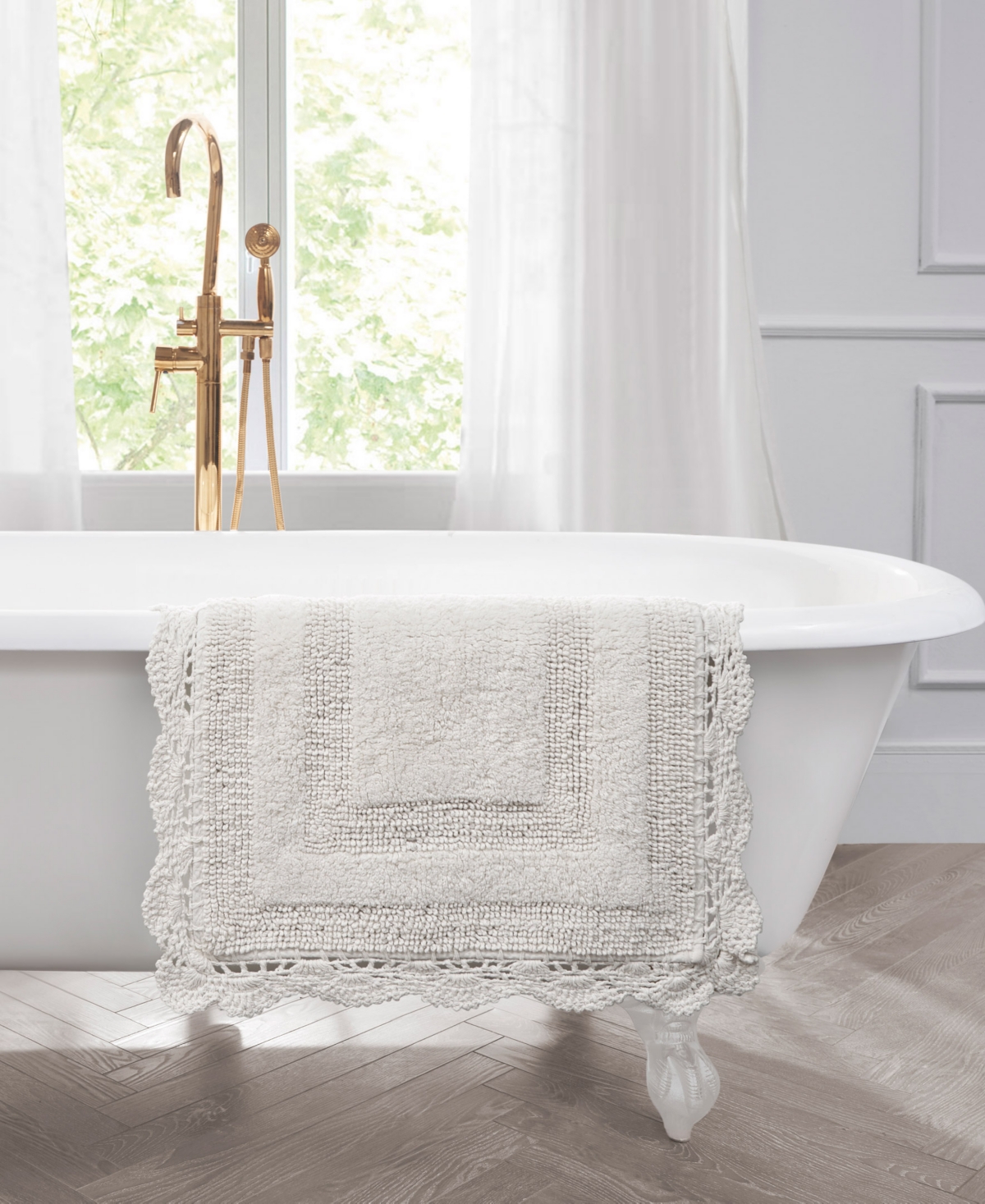 Laura Ashley Crochet Reversible Cotton Bath Rug