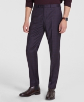 Calvin Klein Men's Slim-Fit Wool-Blend Stretch Plaid Suit Separate Pant - Navy Burgundy