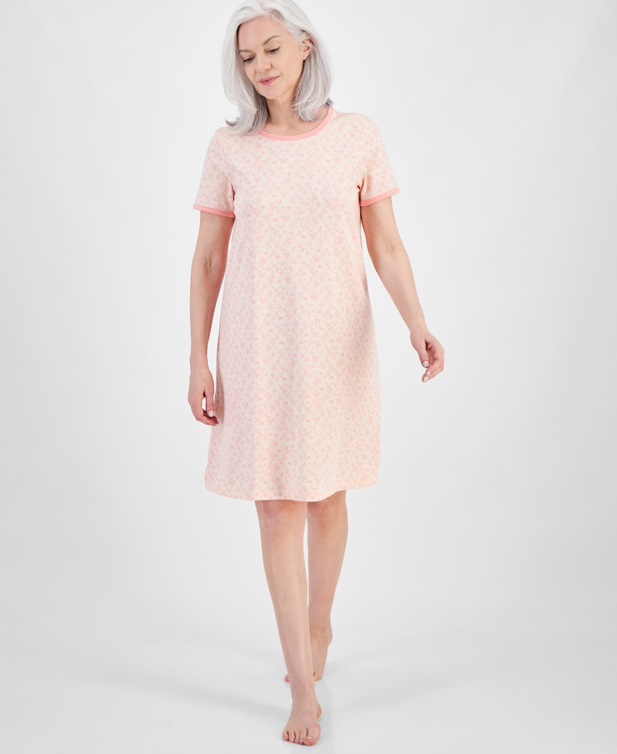 Charter Club Women's Short-Sleeve Sleep Shirt, Created for Macy's