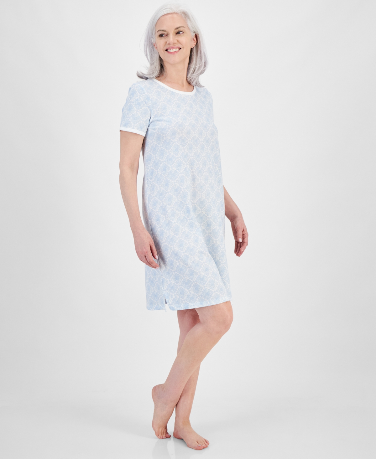 Charter Club Women's Short-Sleeve Sleep Shirt, Created for Macy's