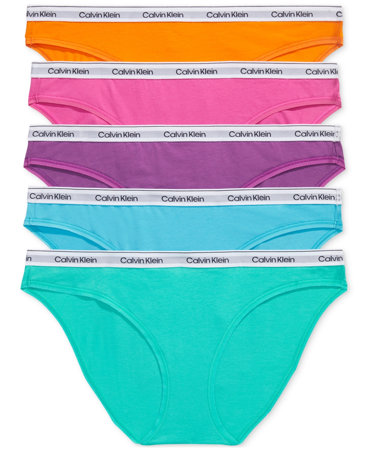 Shop Calvin Klein Women's 5-pk. Modern Logo Low-rise Bikini Underwear Qd5208 In Nm Pool G