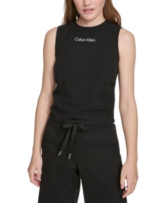 Calvin Klein - Women's Ruched Crewneck Logo Tank Top