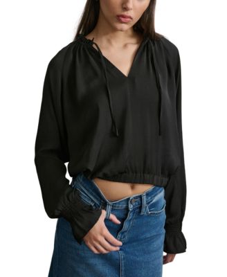 DKNY Jeans - Women's Smocked-Cuff Raglan-Sleeve Blouse