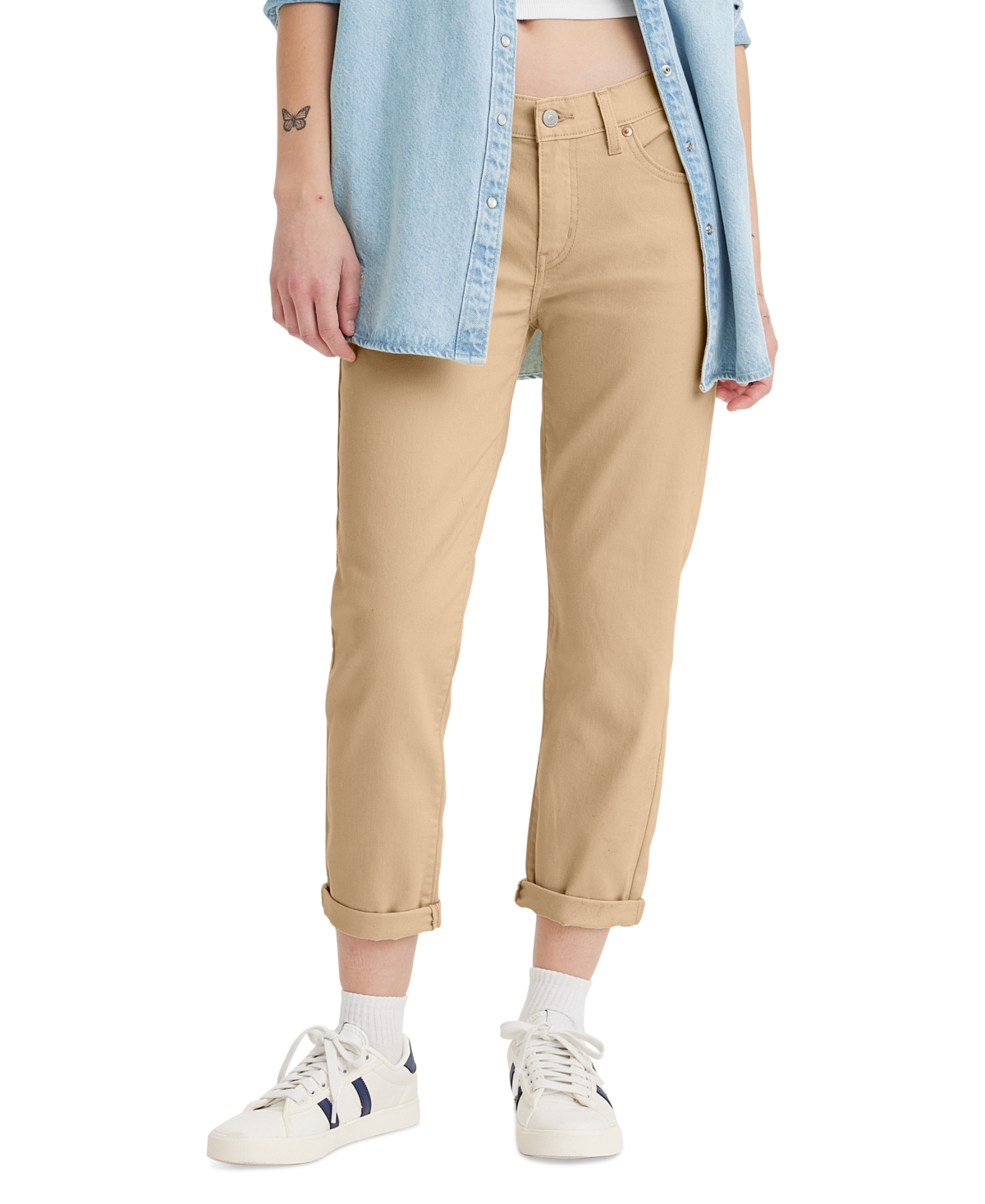 Levi's Trendy Plus Size Mid-rise Boyfriend Jeans In Khaki Twill