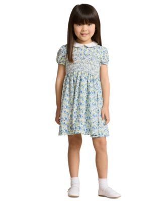 폴로 랄프로렌 Polo Ralph Lauren Toddler and Little Girls Floral Smocked Cotton Seersucker Dress,Alma Floral