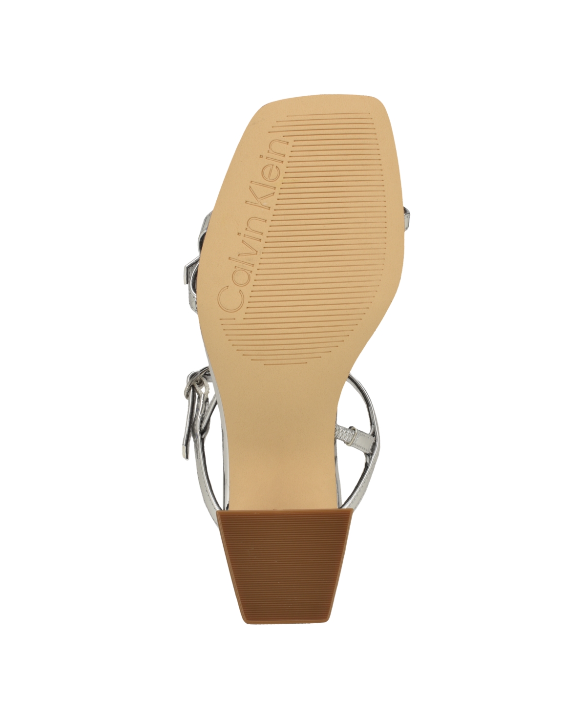 Calvin Klein Women's Linella Block Heel Dress Sandals - Silver Mirror Metallic - Manmade