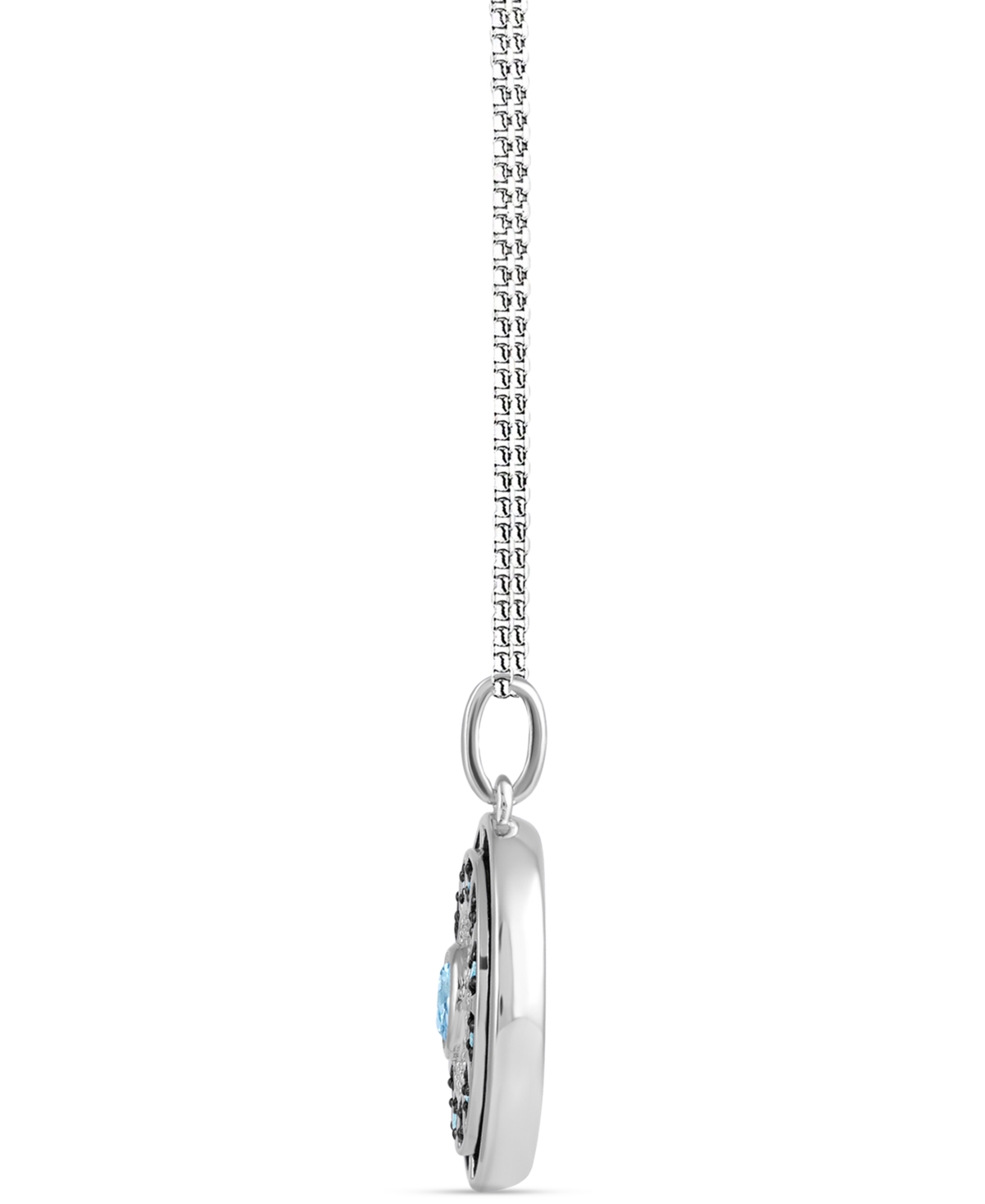Marvel Wonder Fine Jewelry Swiss Blue Topaz (3/8 ct. t.w.) & Diamond (1/10 ct. t.w.) Ironman Arc Reactor Pendant Necklace - Ste