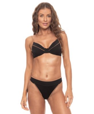 Women's Contrast Detail High Cut Banded Bikini Bottom