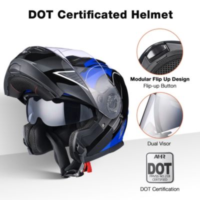 RUN-M3 Modular Flip Up Helmet Full Face Dual Visor DOT Motorcycle Bike