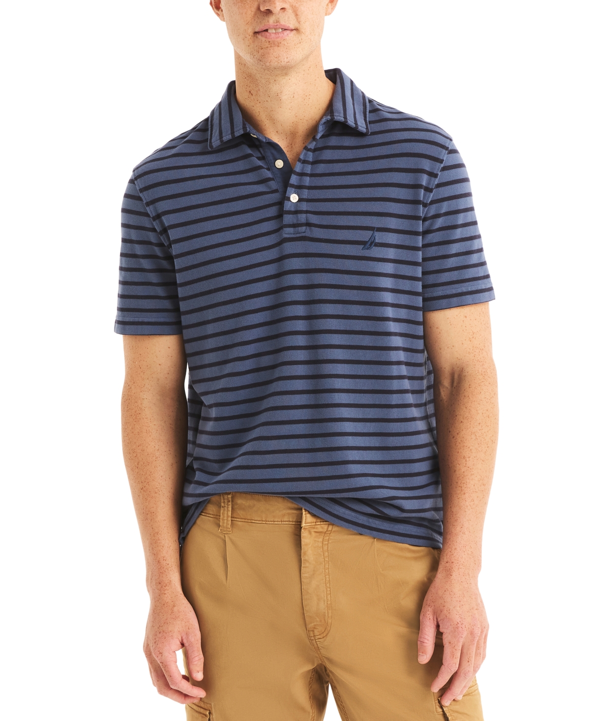 Men's Striped Pique Short Sleeve Polo Shirt - Pepper Red