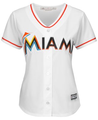 Majestic Miami Marlins Logo White Coolbase MLB Baseball Jersey USA Made  Size XL