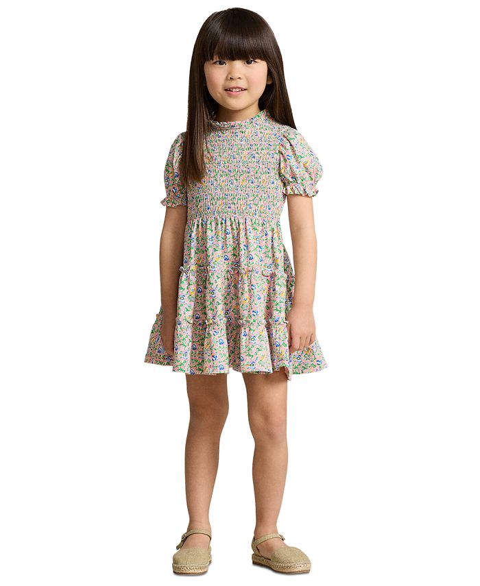 Polo Ralph Lauren Toddler and Little Girls Floral Smocked Cotton Jersey ...