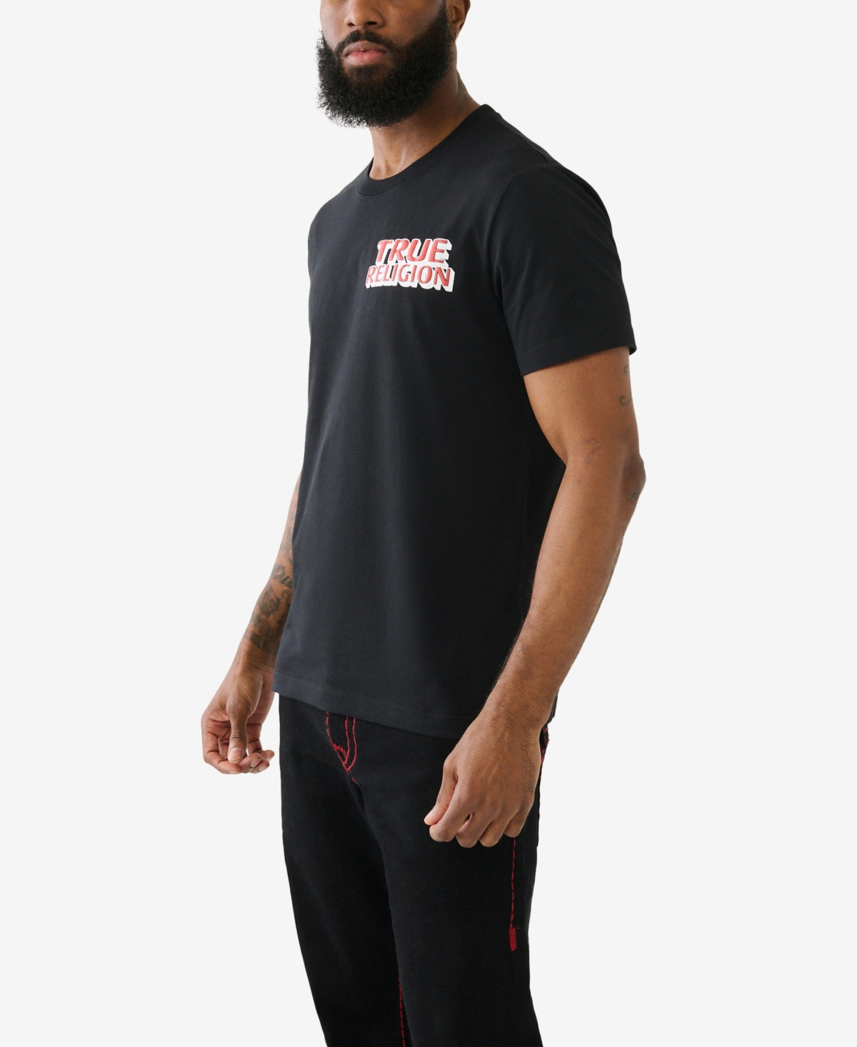 Shop True Religion Men's Short Sleeve Station T-shirts In Jet Black