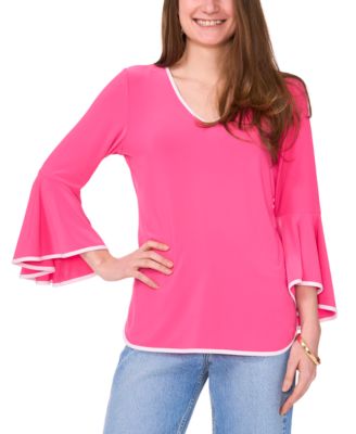 Sam & Jess - Petite Bell-Sleeve Floral Paisley-Print Top