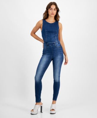 Macy's blue jean jumpsuit online