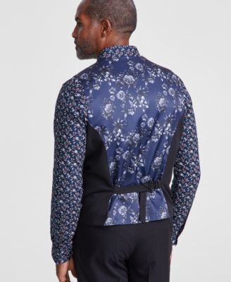 Men's Classic-Fit Solid Double-Breasted Suit Separate Vest