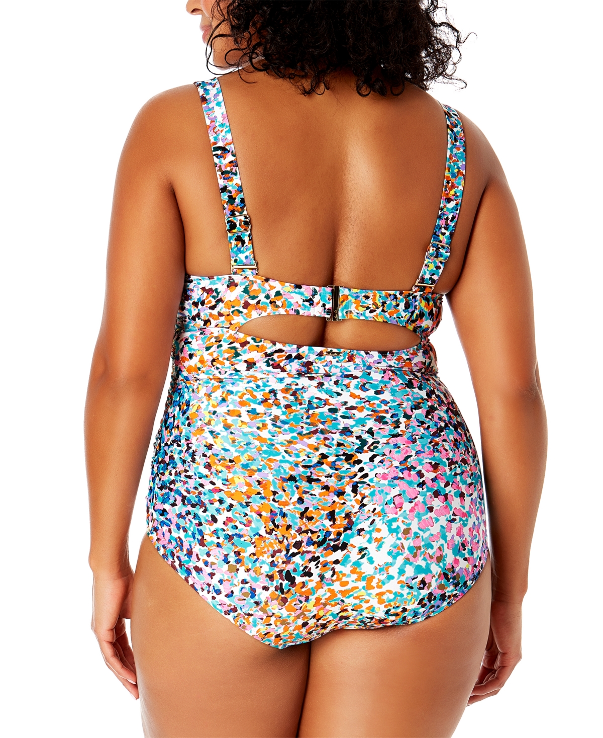 Shop Anne Cole Plus Size Abstract-print Draped-front One-piece Swimsuit In Multi Color