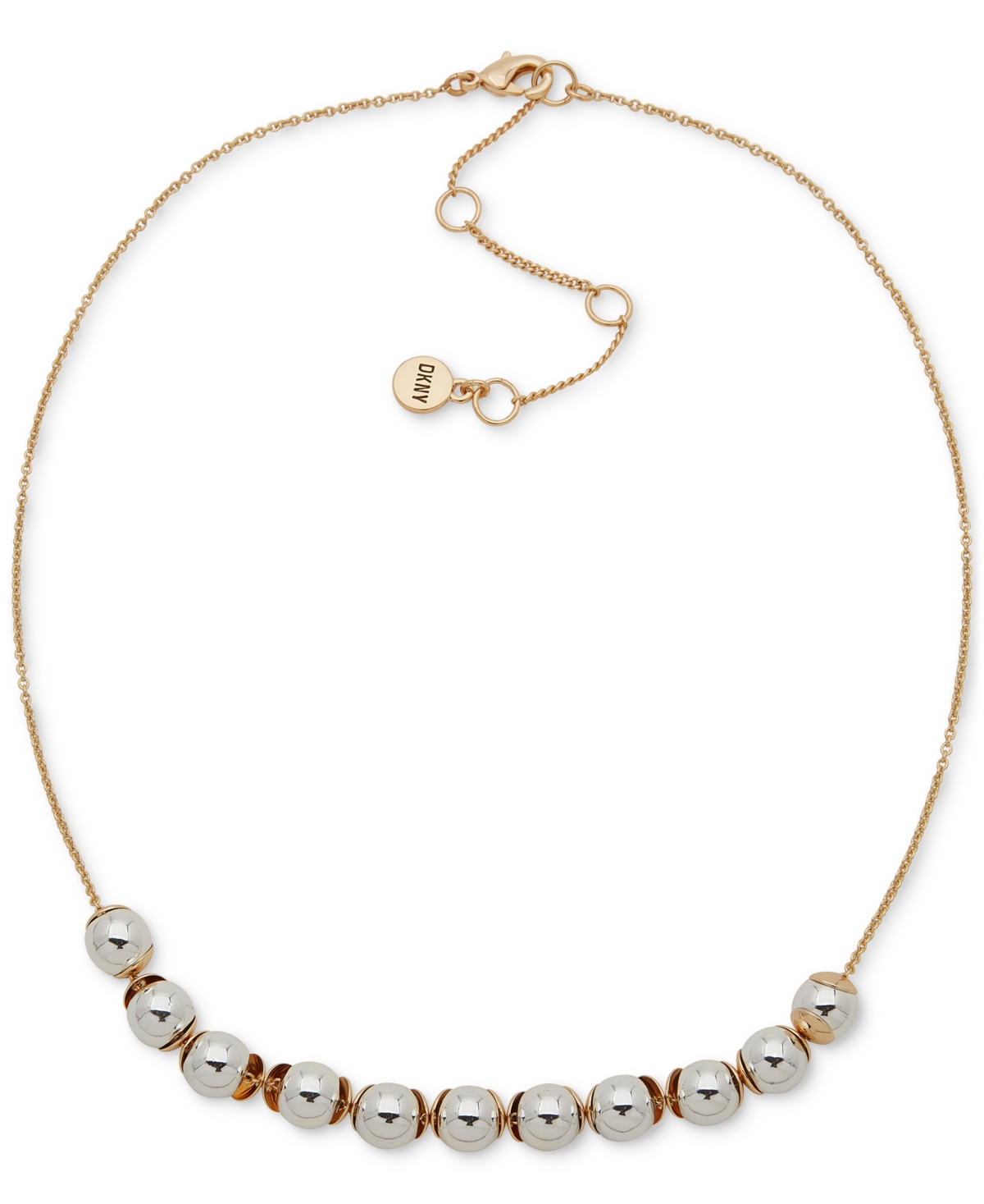 Shop Dkny Two-tone Bead Statement Necklace, 16" + 3" Extender In Gold,silve