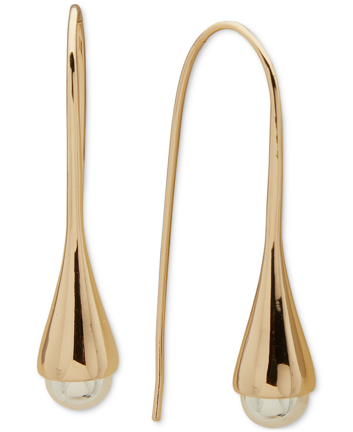 Dkny Two-tone Bead-tipped Threader Earrings In Gold