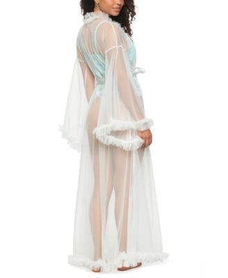 Women's Veil Tulle Wide Sleeves Ruffle Peignoir