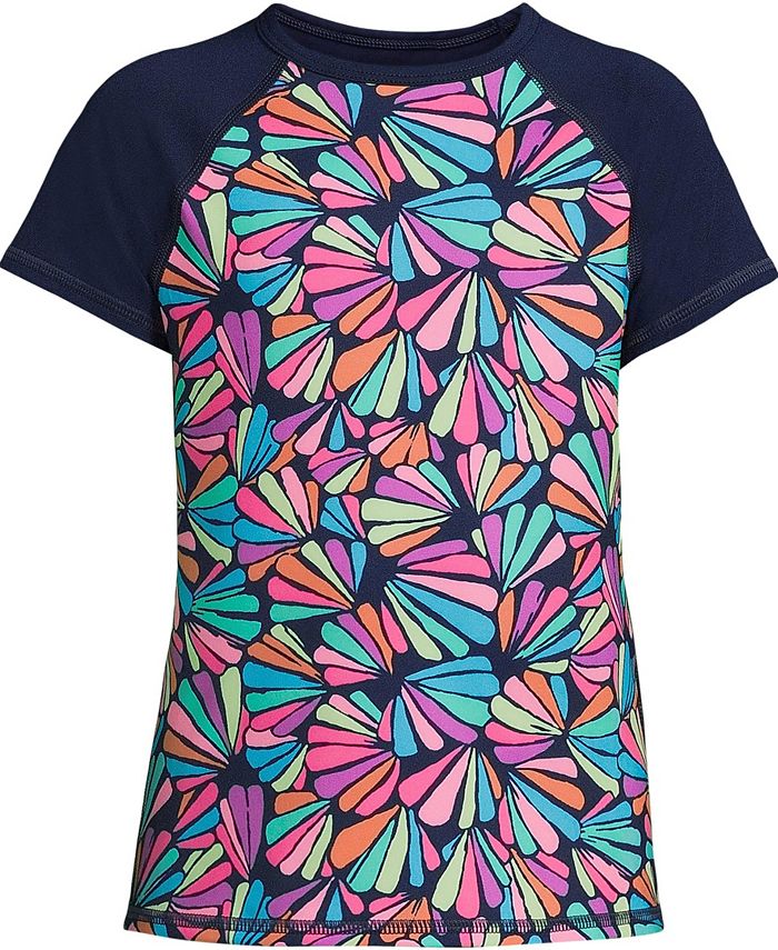 Lands' End Girls' Swim UPF 50 Plus Short Sleeve Sun Tee Rash