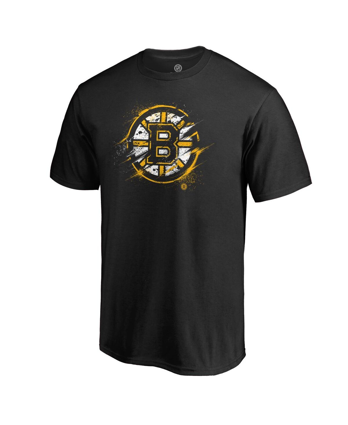 Fanatics Branded Black Boston Bruins Splatter Logo T-shirt In Black