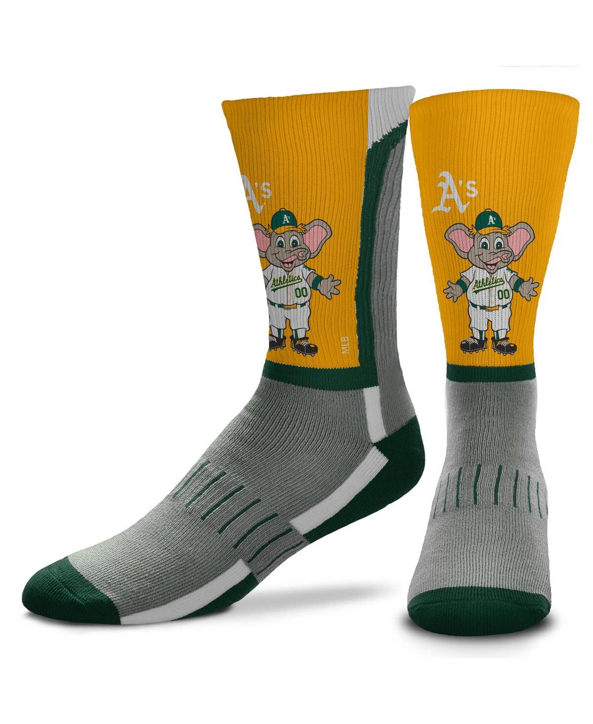 Shop For Bare Feet Men's  Oakland Athletics Mascot Snoop V-curve Crew Socks In Gray