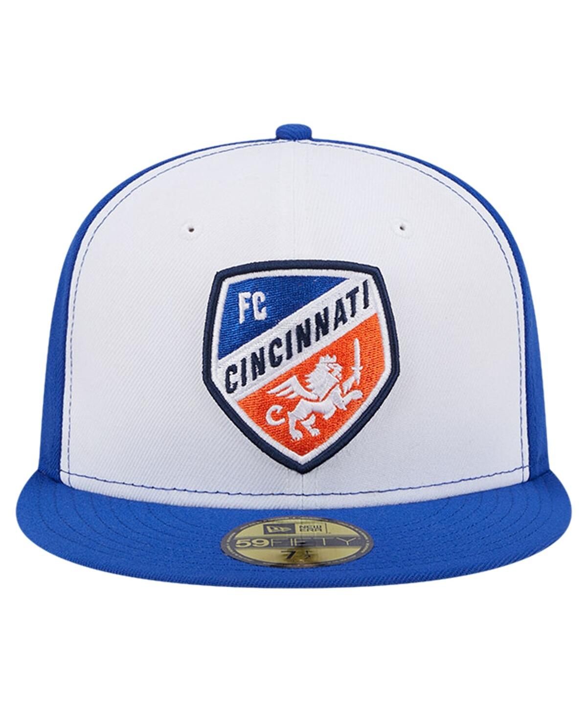 Shop New Era Men's  White, Blue Fc Cincinnati 2024 Kick Off Collection 59fifty Fitted Hat In White,blue