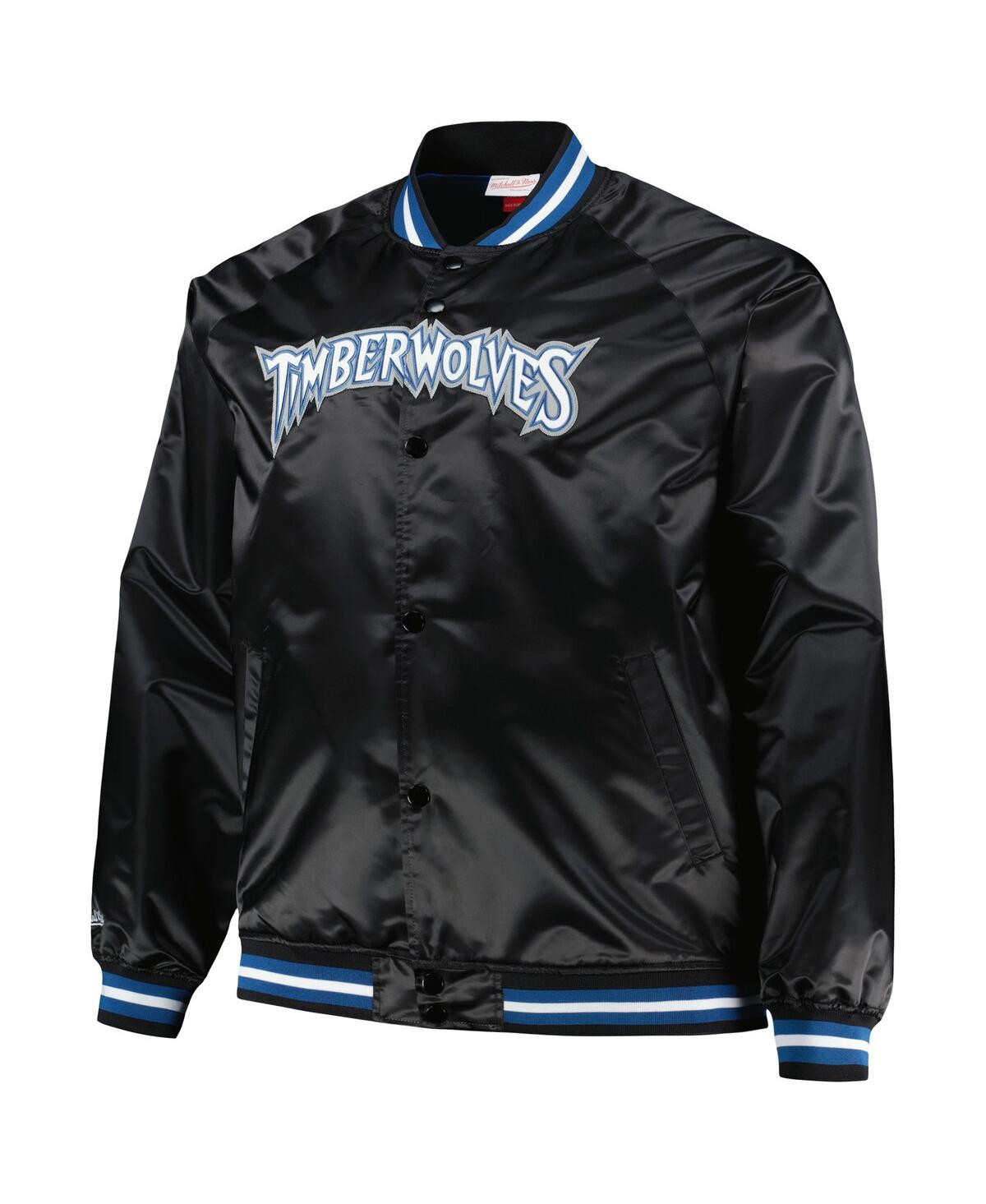 Mitchell & Ness Black Minnesota Timberwolves Big & Tall Hardwood Classics Wordmark Satin Raglan Full In Black
