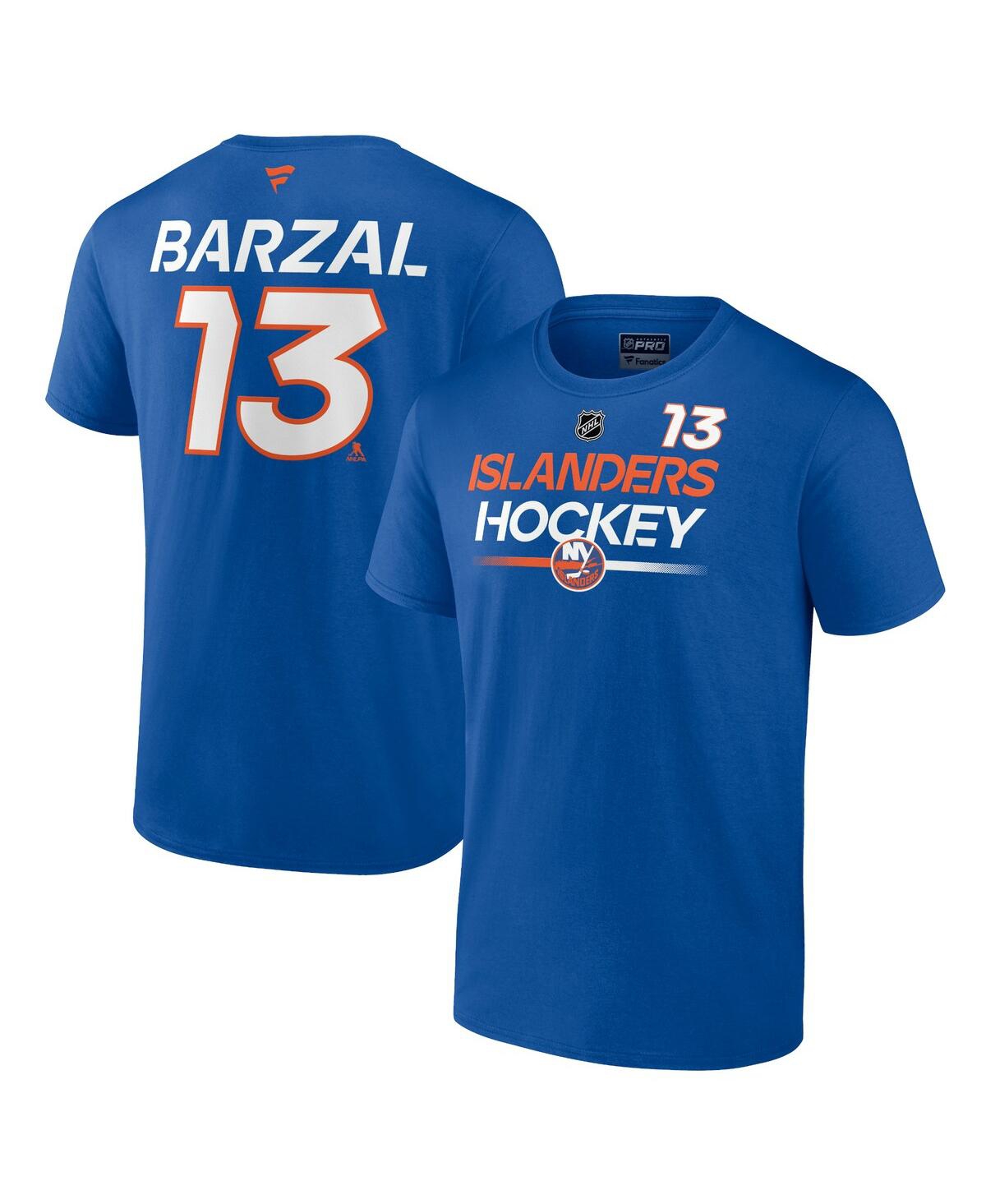 Shop Fanatics Men's  Mathew Barzal Royal New York Islanders Authentic Pro Prime Name And Number T-shirt