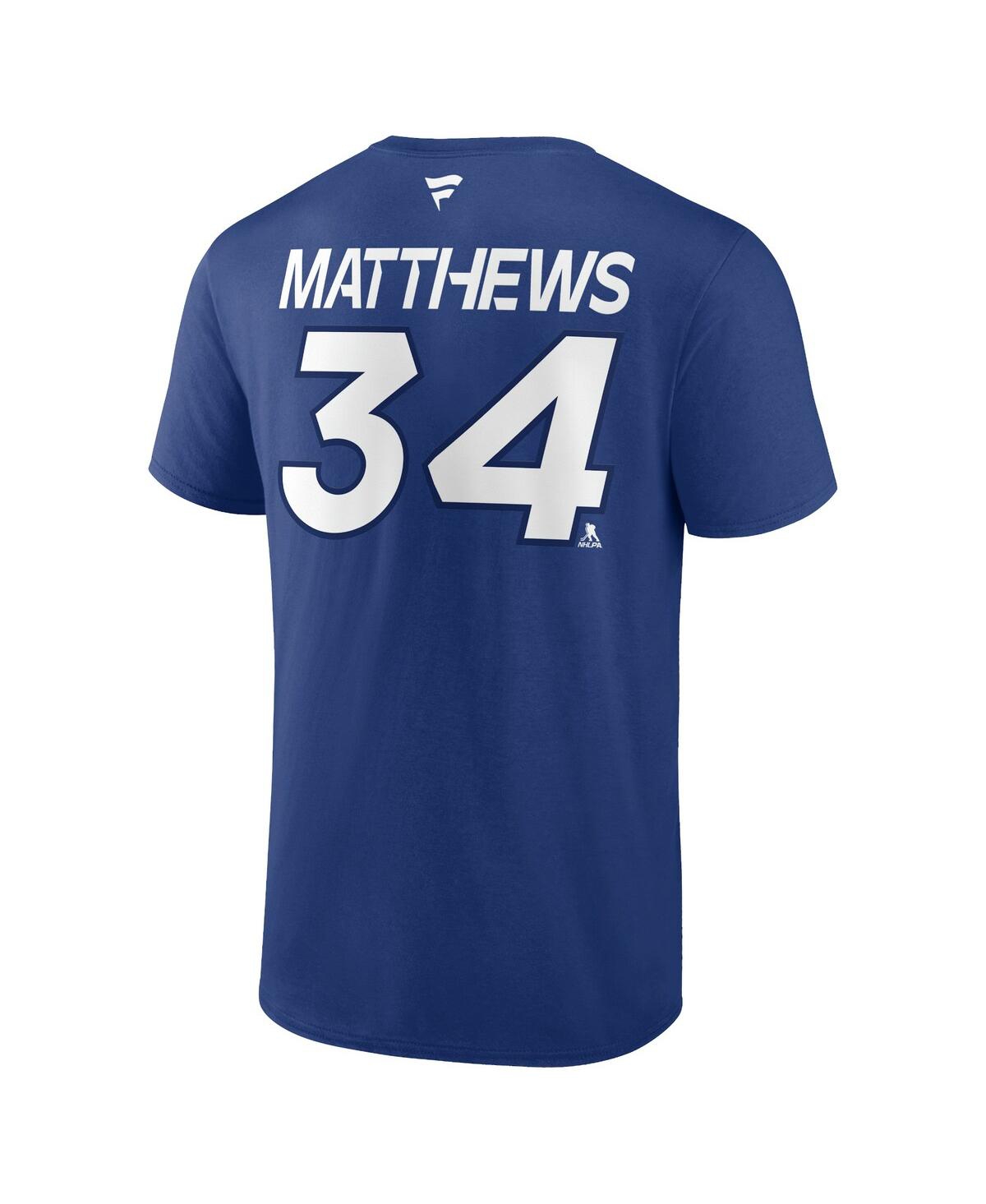 Shop Fanatics Men's  Auston Matthews Blue Toronto Maple Leafs Authentic Pro Prime Name And Number T-shirt