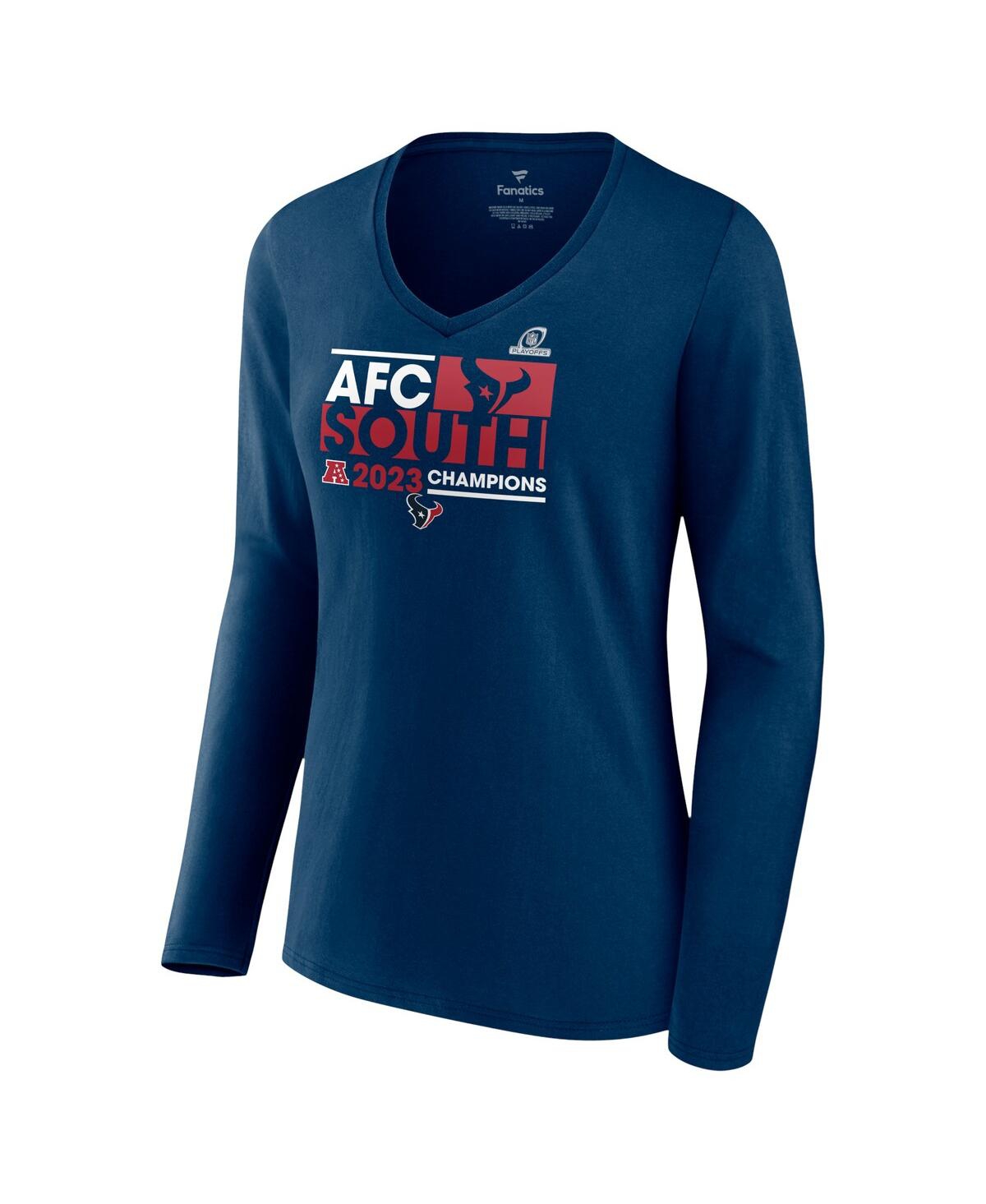 Women's FanaticsHouston Texans 2023 Afc South Division Champions Conquer Long Sleeve V-Neck T-shirt - Navy