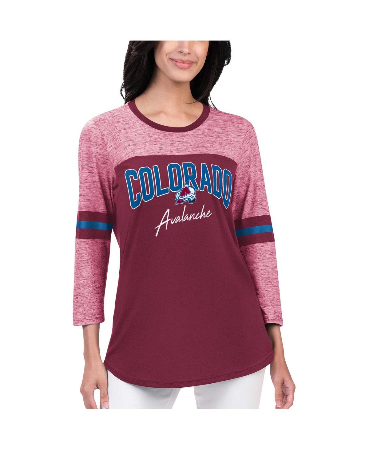 Shop G-iii 4her By Carl Banks Women's  Burgundy Colorado Avalanche Play The Game 3, 4-sleeve T-shirt