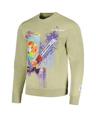 Men's and Women's Olive Looney Tunes Tweety Bird Splatter Horror Pullover Sweatshirt