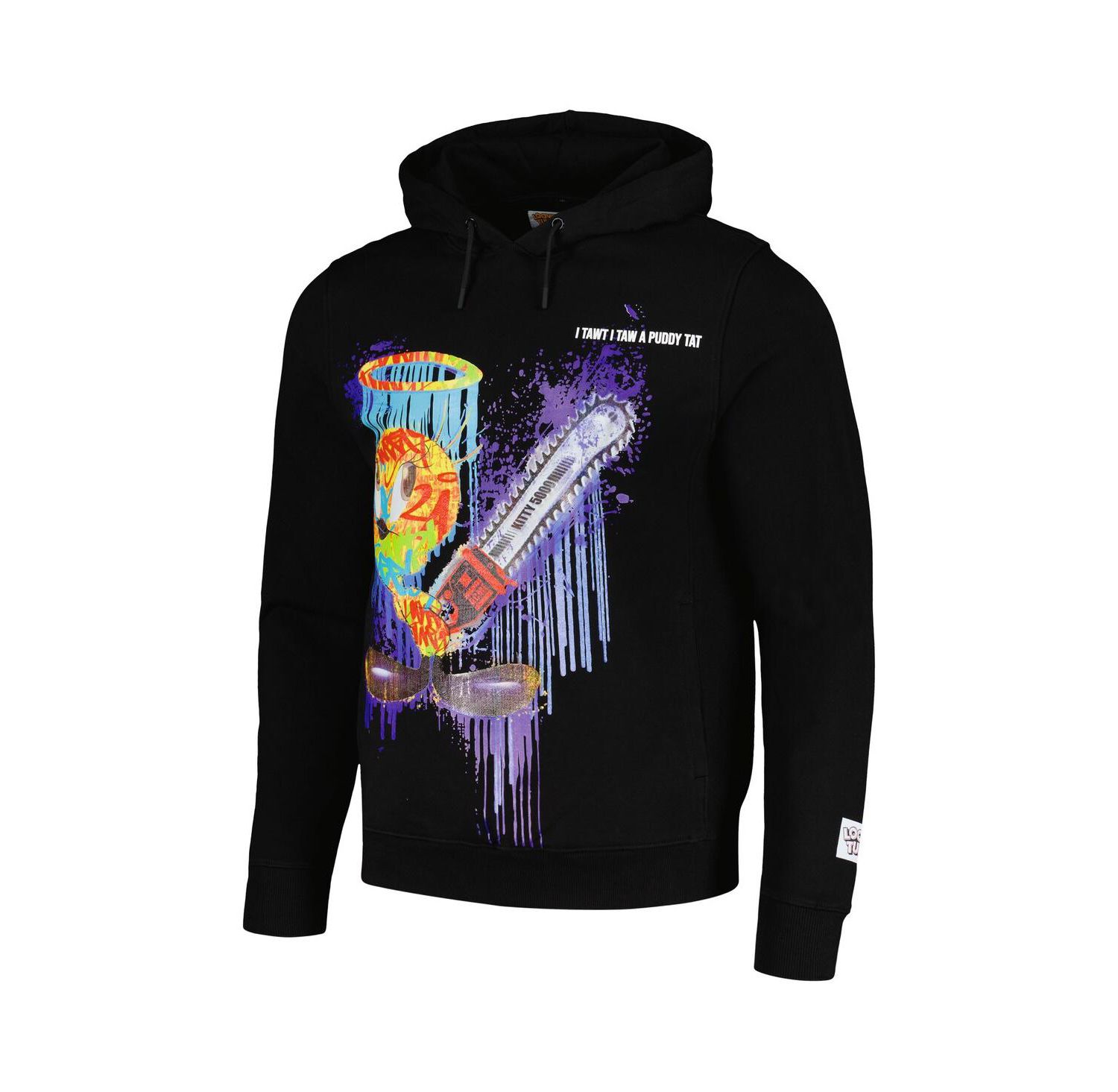 Men's and Women's Black Looney Tunes Tweety Bird Splatter Horror Pullover Hoodie