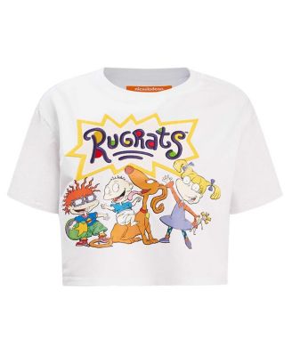 Women's White Rugrats Group Boxy Cropped T-shirt