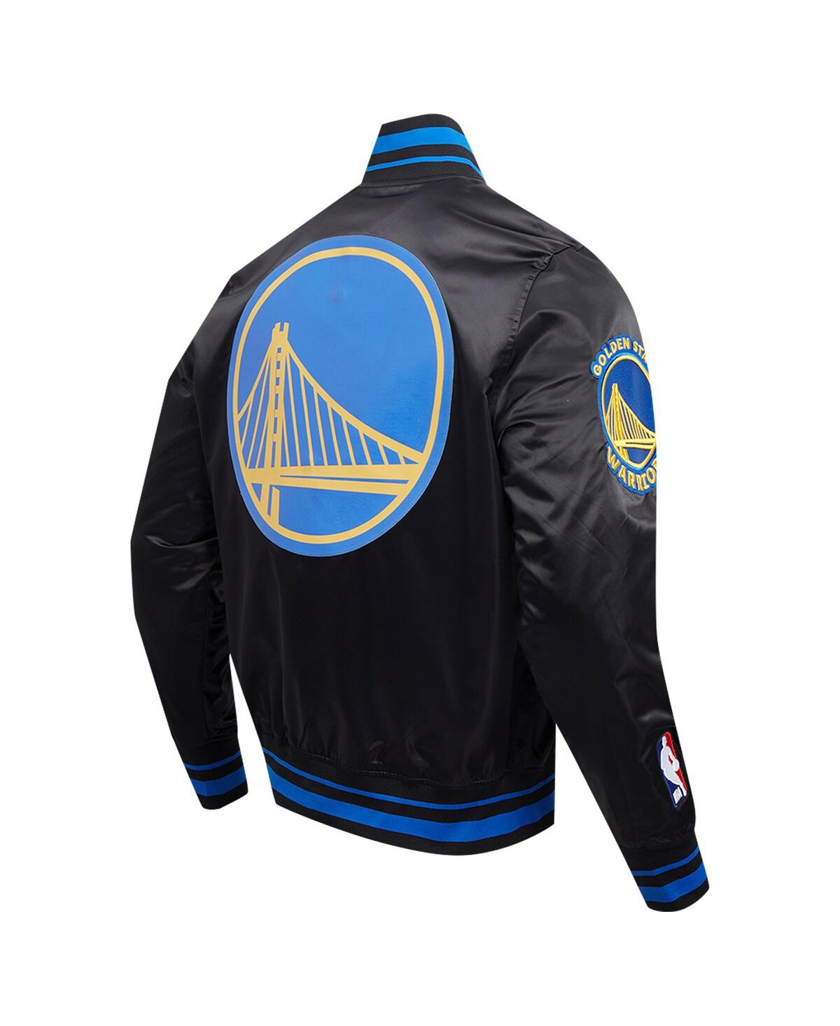Pro Standard Black Golden State Warriors Script Tail Full-snap Satin Varsity Jacket In Black