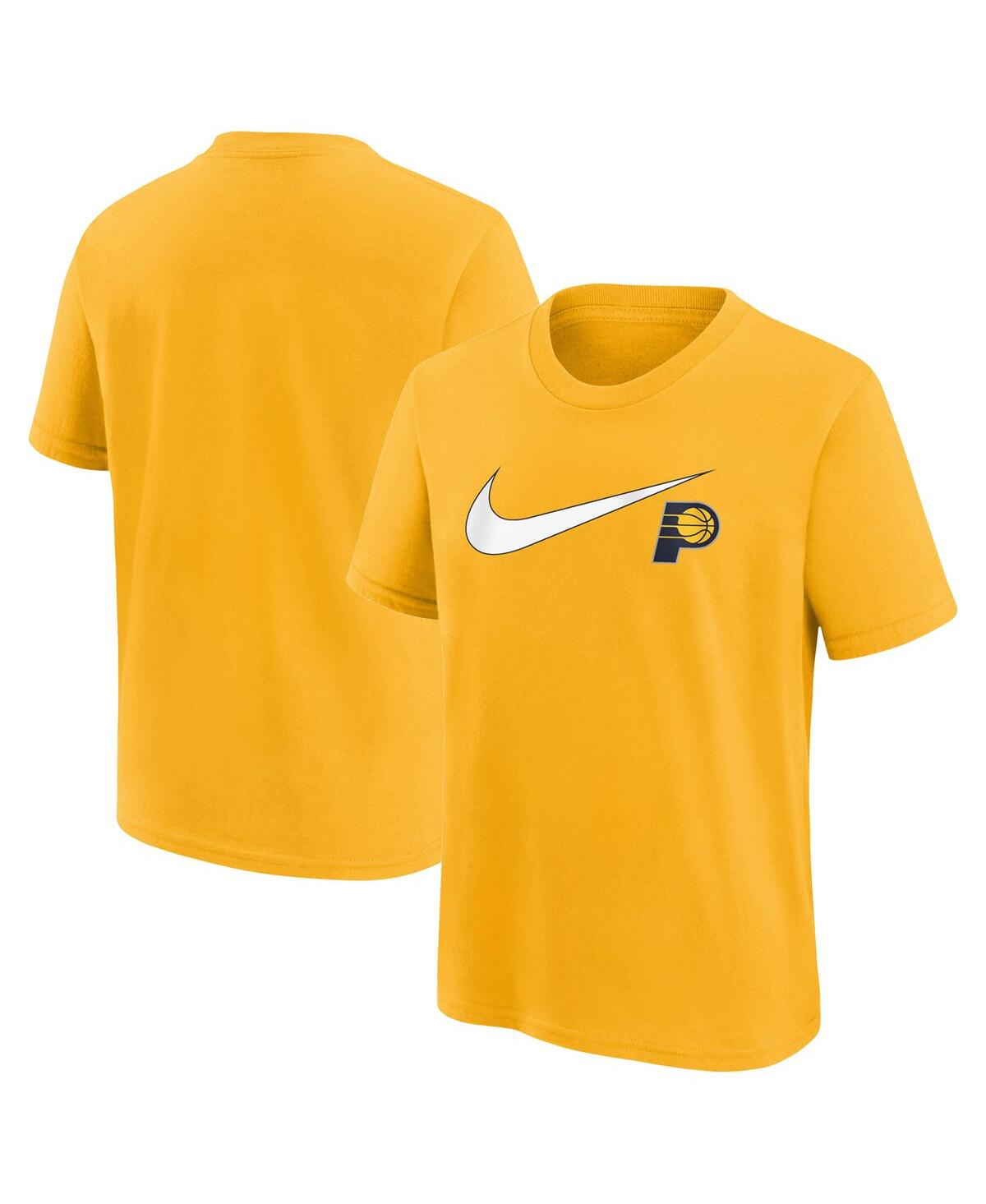 Shop Nike Big Boys And Girls  Gold Indiana Pacers Swoosh T-shirt