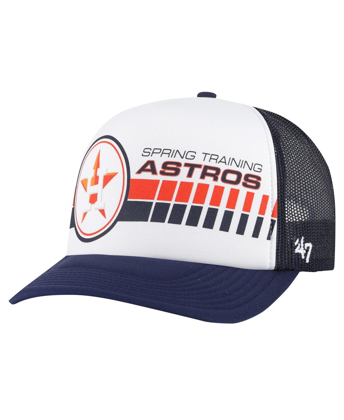 47 Brand Men's ' White, Navy Houston Astros 2024 Spring Training Foam Trucker Adjustable Hat In White,navy